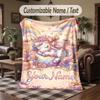 Unicorn Theme Throw Blanket Custom Name Text Personalized Blanket Soft Cozy Blanket for Home Sofa Bed