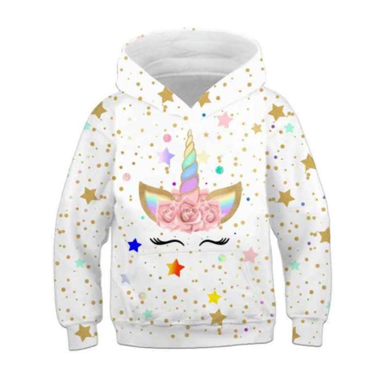 Autumn Child Cartoon Unicorn Hoodies Boys' Coat Girls 3D Print Casual Long Sleeve Children's Sweatshirt Kids' Loose Top