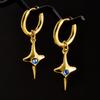 Golden Exquisite Sword Cross Star Hoops Earring Fashion Natural Shell Stainless Steel Earrings For Women Men Accessories Jewelry