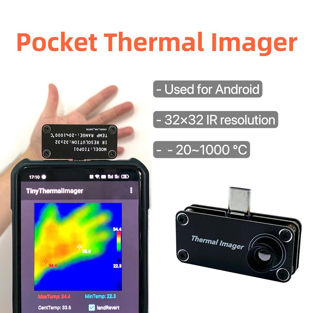 TIOP01 Thermal Imaging Camera for Android Phones Infrared Thermal Sensor Type-C Temperature Measurement Tool Thermal Camera