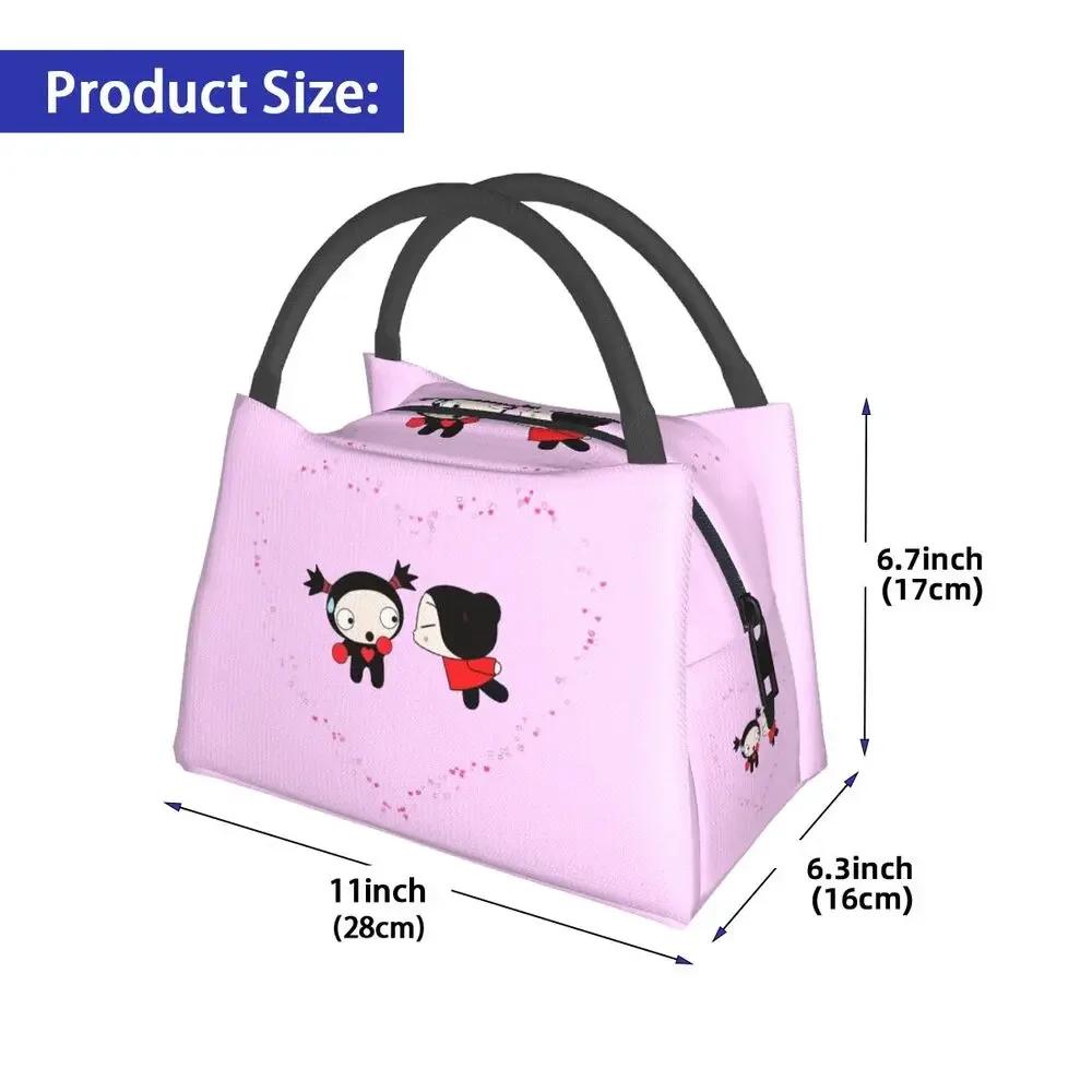 Pucca Loves Garu Lunch Bags Insulated Bento Box Leakproof Lunch Tote Picnic Bags Cooler Thermal Bag for Woman Student Work