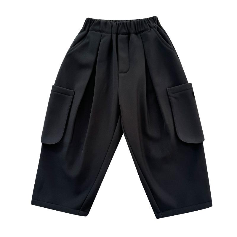 Зимние флисовые брюки карго для мальчиков 2025: Теплый, Универсальный и Повседневный 100cm