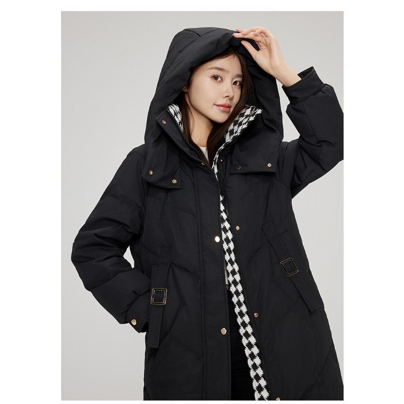Women's Plus Size Cotton Clothing Winter Medium-length Over The Knee Waffle Thickened Cotton Jacket Tide Jacket