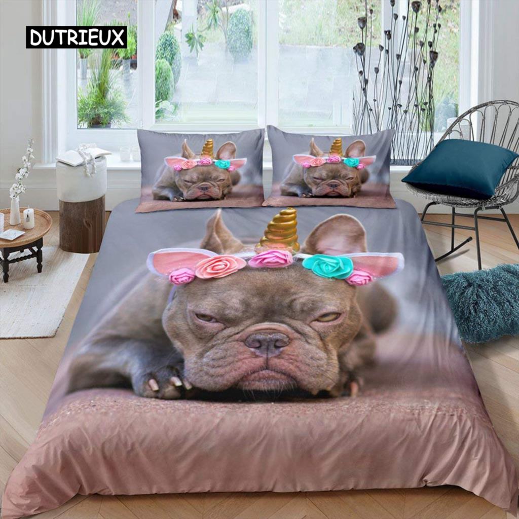 Dolphin Comforter Cover King Size Cute Unicorn Duvet Cover Cartoon Animal Pattern Bedding Set Blue Ocean Beach Theme Quilt Cover