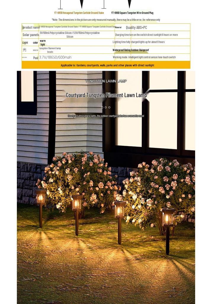Waterproof Solar Lawn Light for Outdoor Villa Courtyard Decoration and Garden Landscape