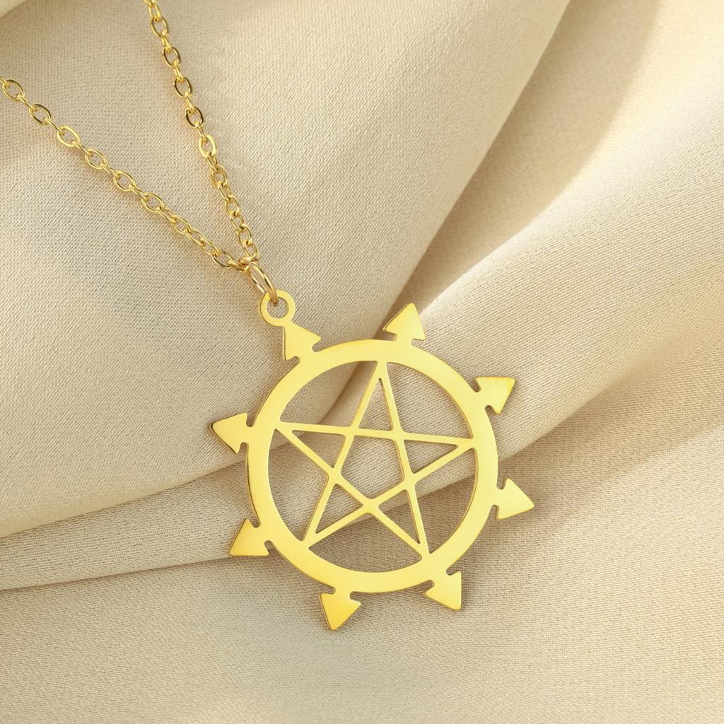 Kinitial Exquisite fashion earrings Algol Chaos plated pentant necklace A birthday gift from Eight pointed star to a loved one