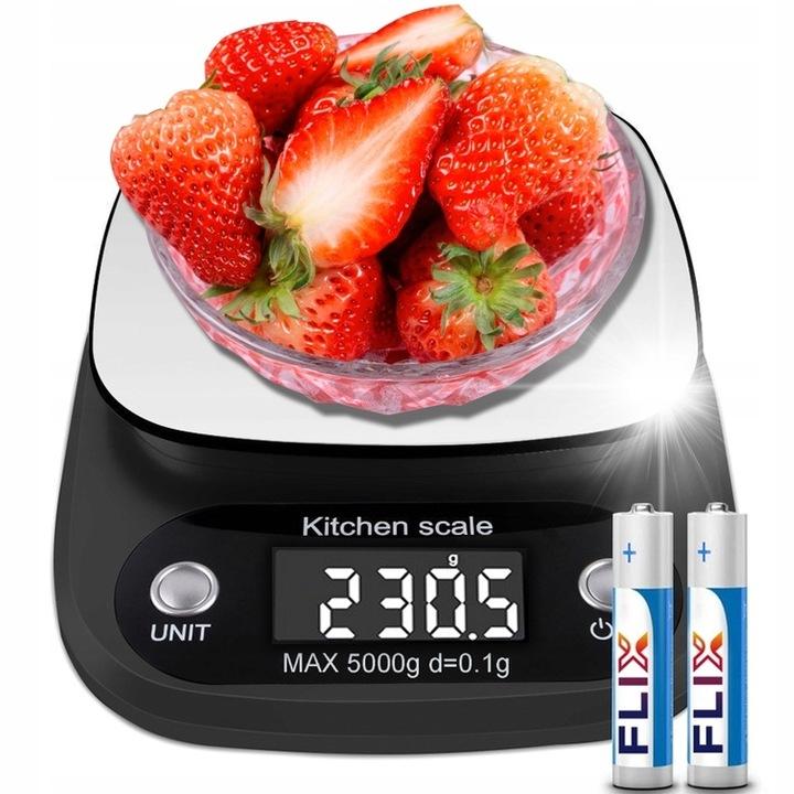 Precyzyjna Waga Kuchenna 5Kg 0,1G Wyświetlacz Lcd Jubilerska + Baterie