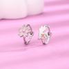 Drop Glaze Pink Cat Flower Ear Buckle Dongdaemun Sweet Girl Student Earrings Kitten Cherry Blossom Asymmetrical Earrings