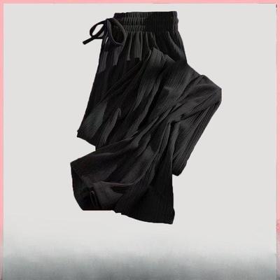 Sommer Eis Seide Weitbein Hose Hohe Taille Dünne Freizeithose Damen Locker Bodenlang