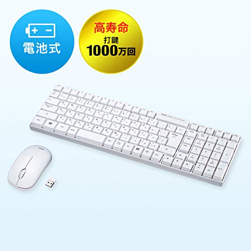 Sanwa Supply Wireless Keyboard USB Connection Compact Japanese 109 Keys Membrane White SKB-WL34SETW