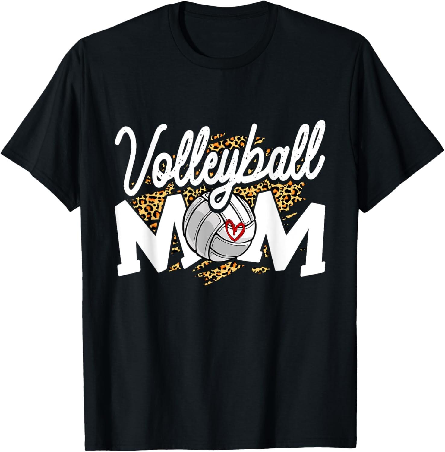 Volleyball Mom Cute Novelty Leopard Heart Mother s Day T-Shirt S разноцветный