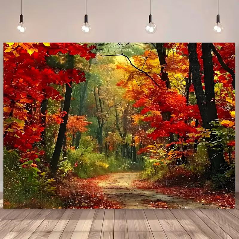 

2D Fall Woods Backdrop Vibrant Maple Trees Photography Background Cloth 47.2x31.5inch/120*80cm