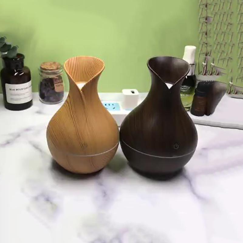 LED Wood Grain Aroma Diffuser 200ML Ultrasonic Humidifier Essential Oil for Home Office Bedroom Decorator