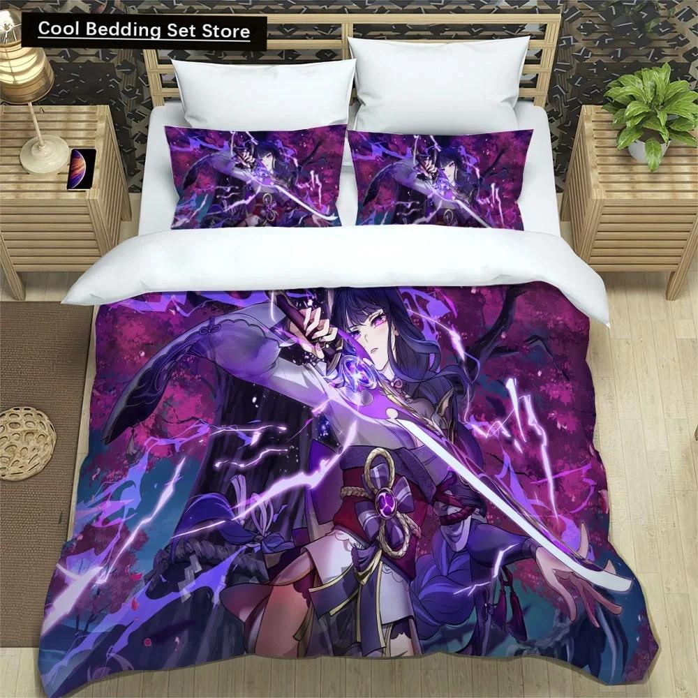 3D Anime Genshin Impact Bedding Set,Duvet Cover Comforter Bed Set Quilt Cover Pillowcase,King Queen Twin Size Boys Girls Adults