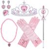 6Pcs Elsa Princess Accessories Girls Crown Gloves Wand Jewelry Set Necklace Kids Princess Queen Dress Clothing Cosplay Dress UP