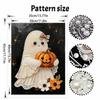 Frameless Pearl Bead Painting Kit Cute Ghost Pumpkin Design DIY Handmade Craft Canvas for Home Wall Decor Autumn Seasonal Gift Art