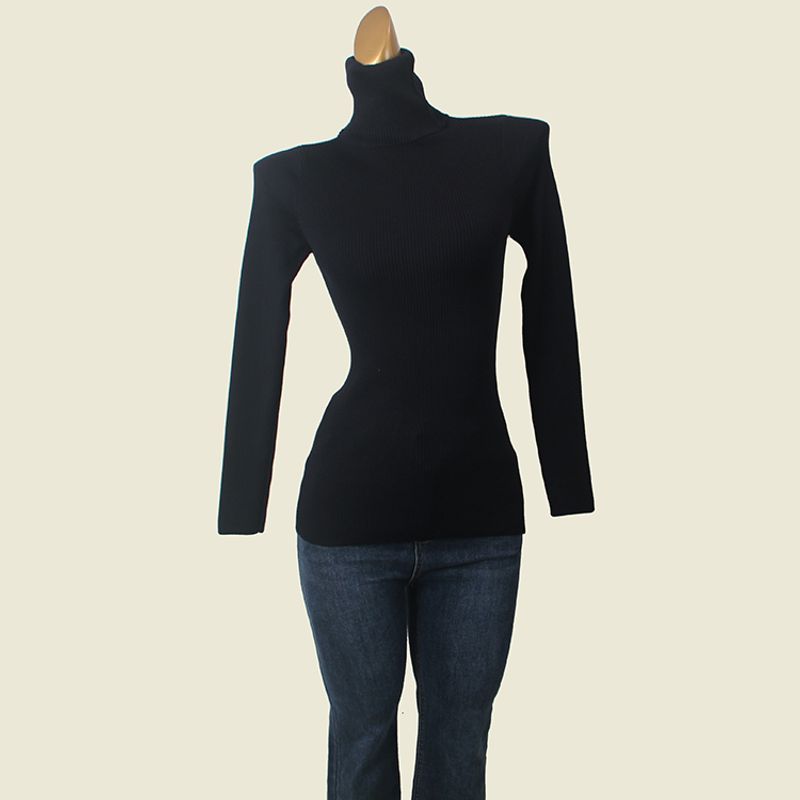 Minimalist Casual Pure Color Turtleneck Bottoming Shirt Fall and Winter Inner Wear Warm Long Sleeves Women's Pullover Rib Knitwear