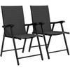 Set of 2 Folding Garden Chairs with High Backrest and Armrests, Steel, Texteline, 58 X 62 X 97 Cm