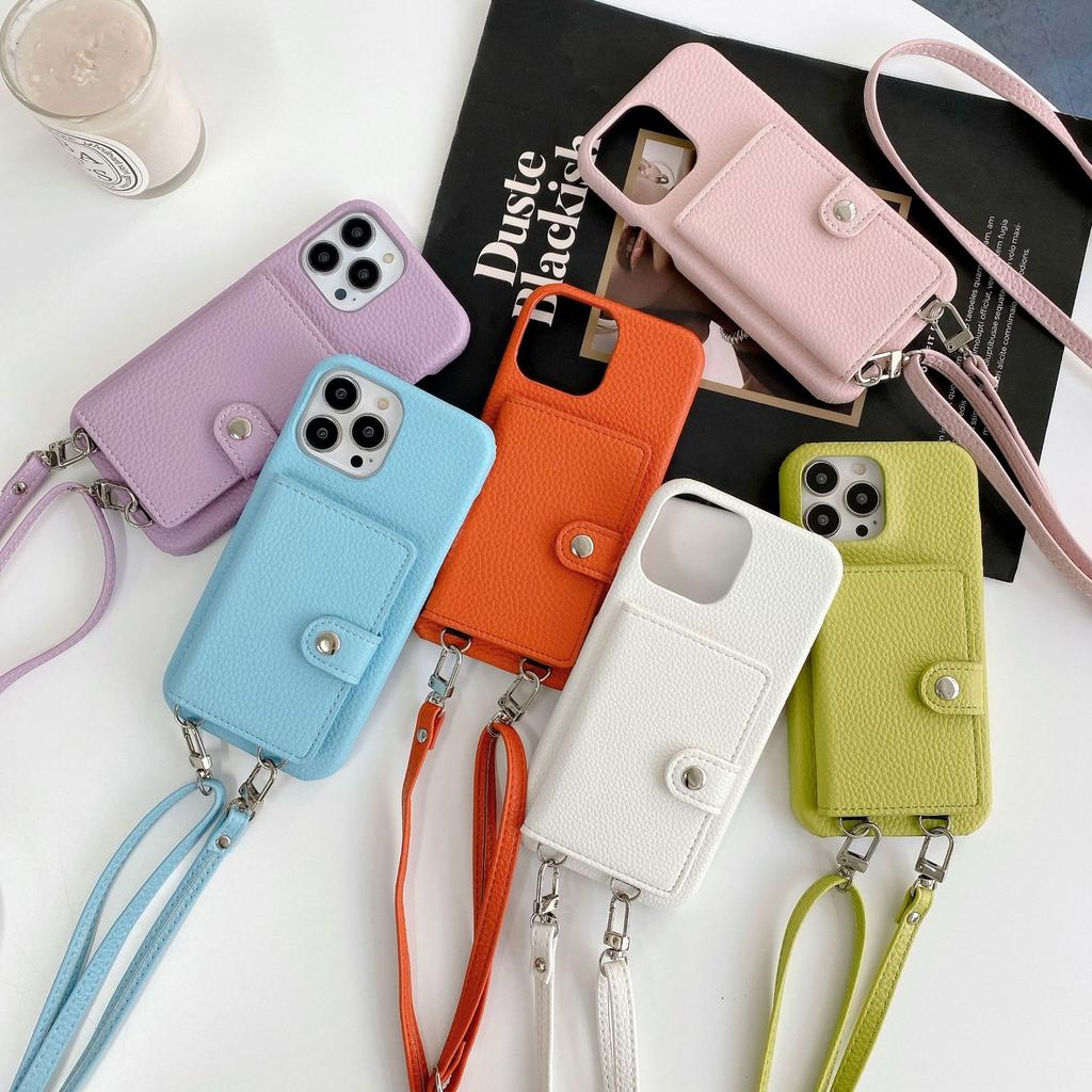 Japan and Korea Card Bag Lanyard Is Suitable for Apple 12Promax Mobile Phone Case 12 Women 11max Apple 13promax Leather X