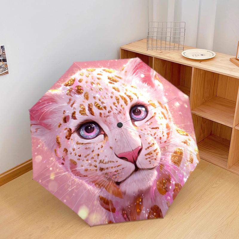 1 PC Automatic Folding Umbrella - cute pink Pattern, Portable & Foldable Design with 8 Ribs, Christmas Birthday Gifts