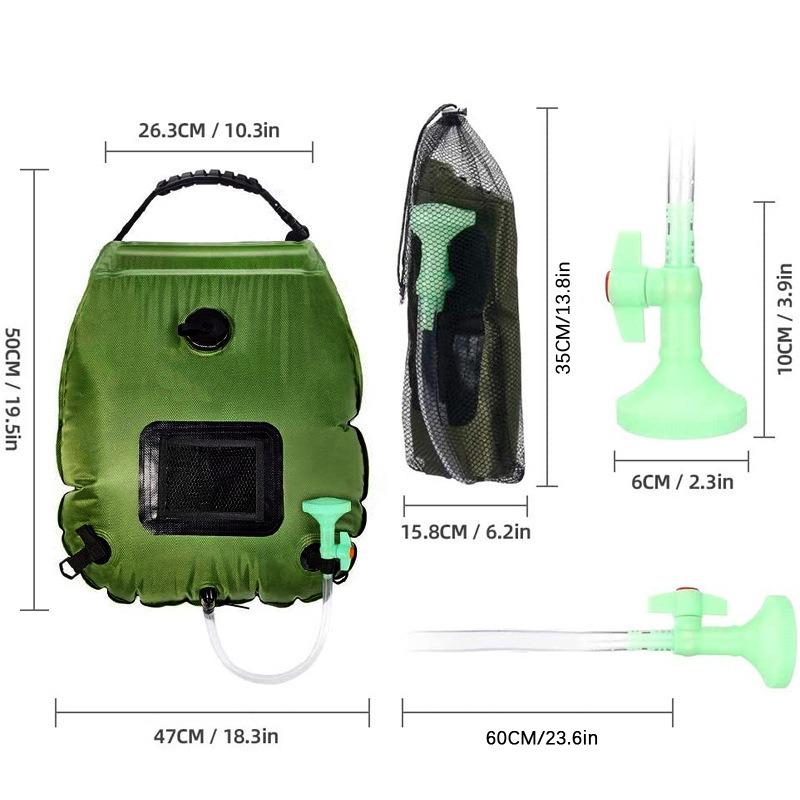 20l Solar Heating Camping Shower Bag Portable Outdoor Solar Shower With Removable Hose On-off Shower Head