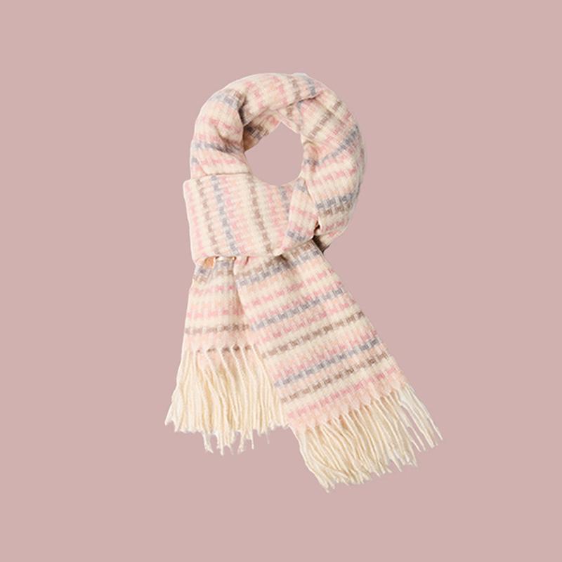 Zimowy szalik dla kobiet kaszmirowy ciepły jednolity kolor chustka damska gruby miękki frędzel puszysty długi wąski szaliki