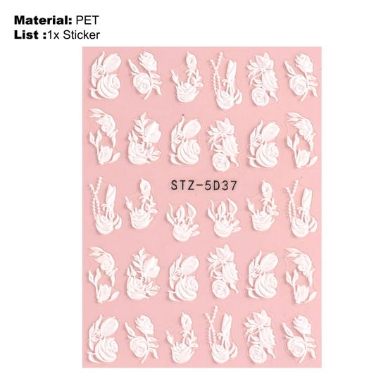 Yousheng Geprägter Nagelsticker Blumen-Abziehbild DIY Nagelkunst Dekoration Frühling Sommer Blume Nageldekoration Sticker Nagelzubehör