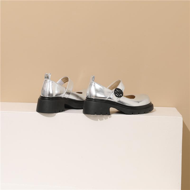 Women Mary Janes Pumps Round Toe Chunky Mid Heels Buckle Platform Glove Shoes Ladies Fashion Shoes Spring Autumn Pink 43