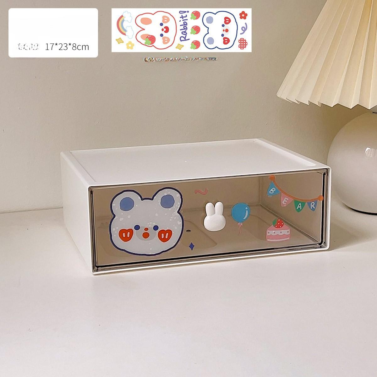 Милый ящик для хранения на рабочем столе студенческий стол прозрачная полка косметика канцелярские принадлежности high single drawer 1564₽