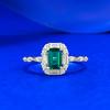 Inlaid 4 * 6 Imitation Emerald Ring Simple And Classic