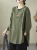 Brand Art Hem Curved Plus Size Loose Women's Round Neck Top - Spring/Autumn