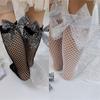 Stylish Butterfly Fishnet Pattern Childrens Medium Calf Socks Soft Spandex Blend Breathable Textile Stockings For Comfort