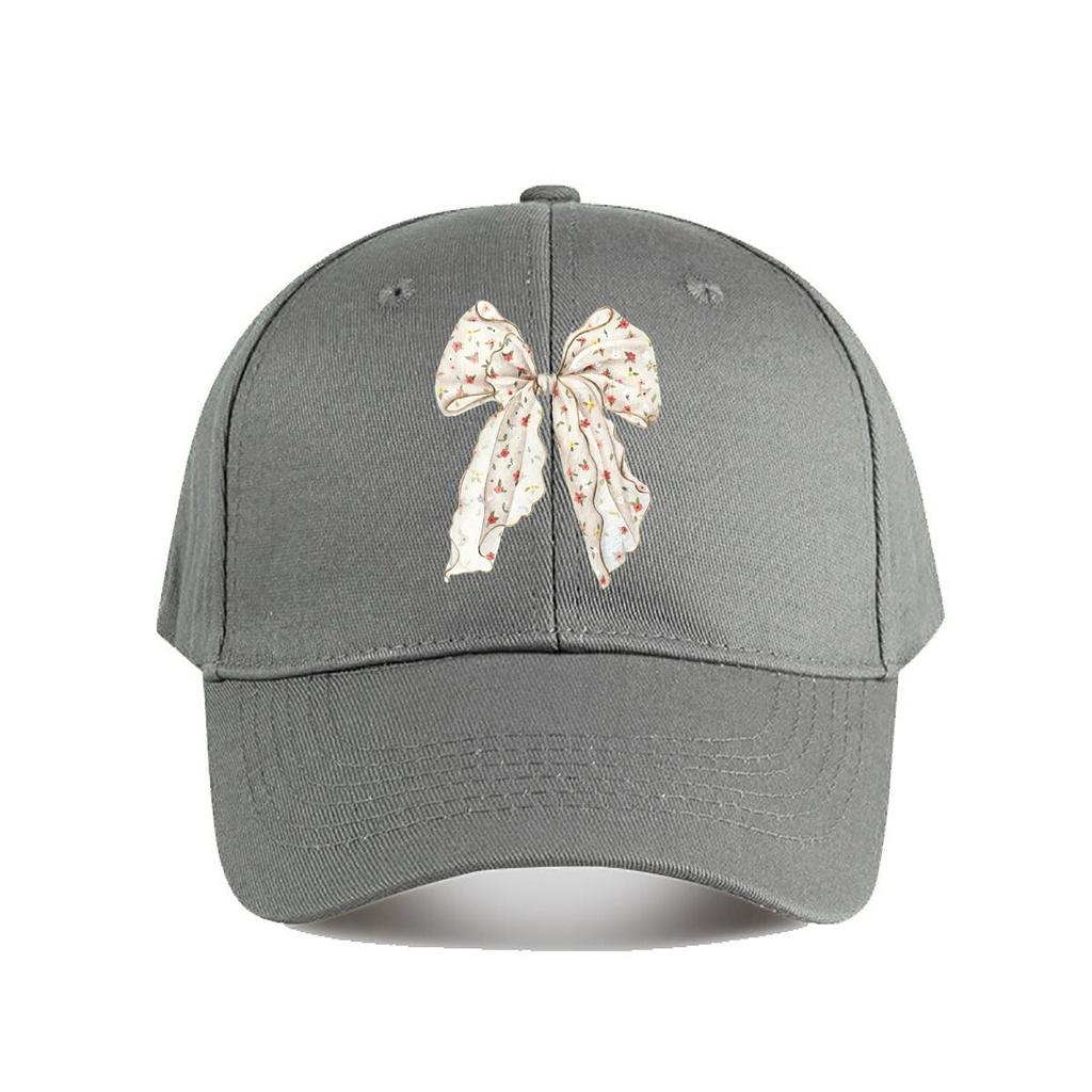 Floral Silk Hair Bow With Gold Trim Baseball Cap Fashion Unisex Sunhat Womens Outdoor Sports