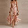 European and American Summer New Women's Clothing Digital Printing Temperament Elegant Sleeveless Suspender Dress