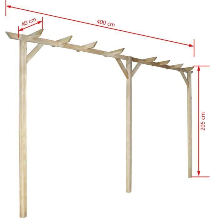 Pergola de jardin 400 x 40 x 205 cm Bois