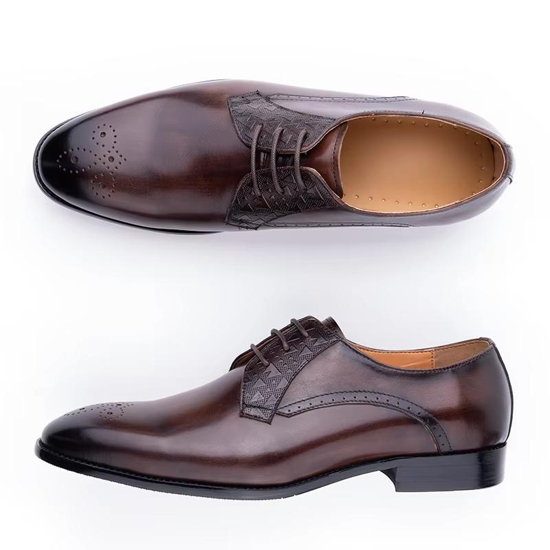 Fashion Luxury Mens Leather Shoes Fashions Genuine Leather Elegant Dress Derby Formal Shoe Casual Business Party Leather Shoes Coffee
