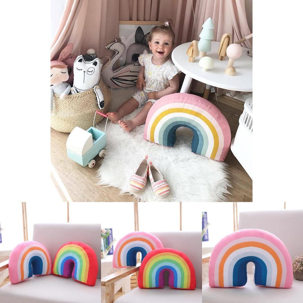 Soft Plush Rainbow Shaped Pillow For Cozy Sleep And Playtime Comfort Gift