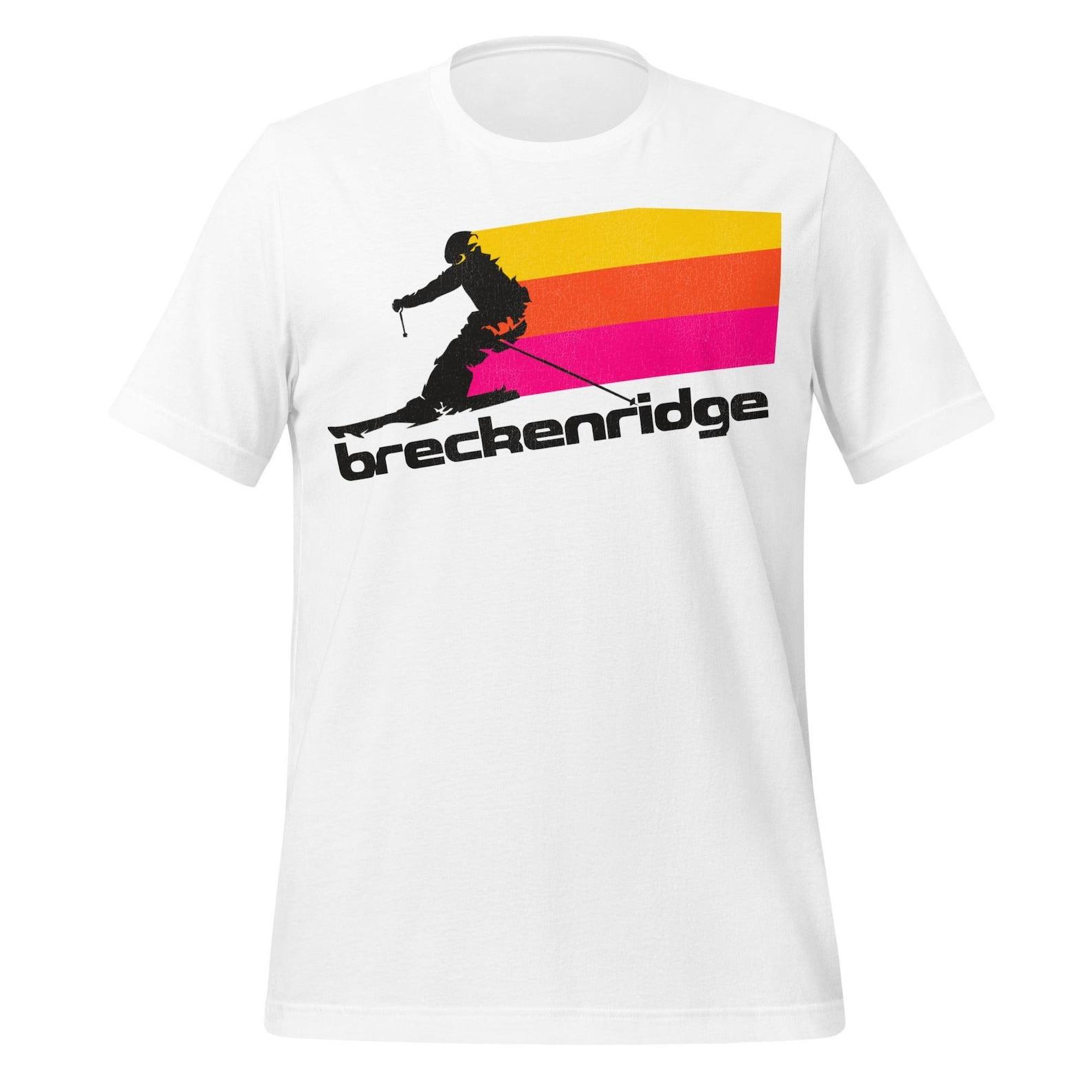 Retro Breckenridge Ski T-Shirt: Colorful Stripe Design S