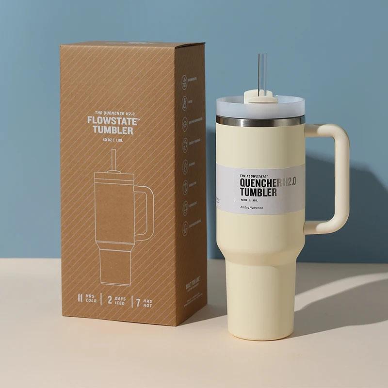 

Бутылка для воды, кружка на 40 унций, стакан из нержавеющей стали, изолированная бутылка для воды с ручкой, соломенная крышка, большая емкость, вакуумная дорожная кружка, уличная автомобильная кофейная кружка 1200ML