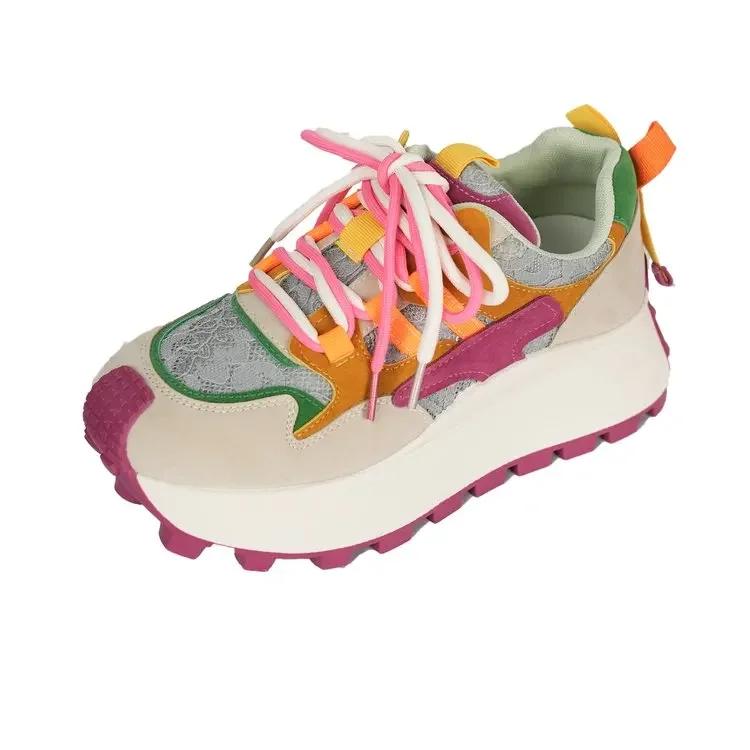 

Модные новые женские кроссовки Модные универсальные женские теннисные туфли Дышащие сетчатые кроссовки Удобные повседневные кроссовки на платформе 37 красный