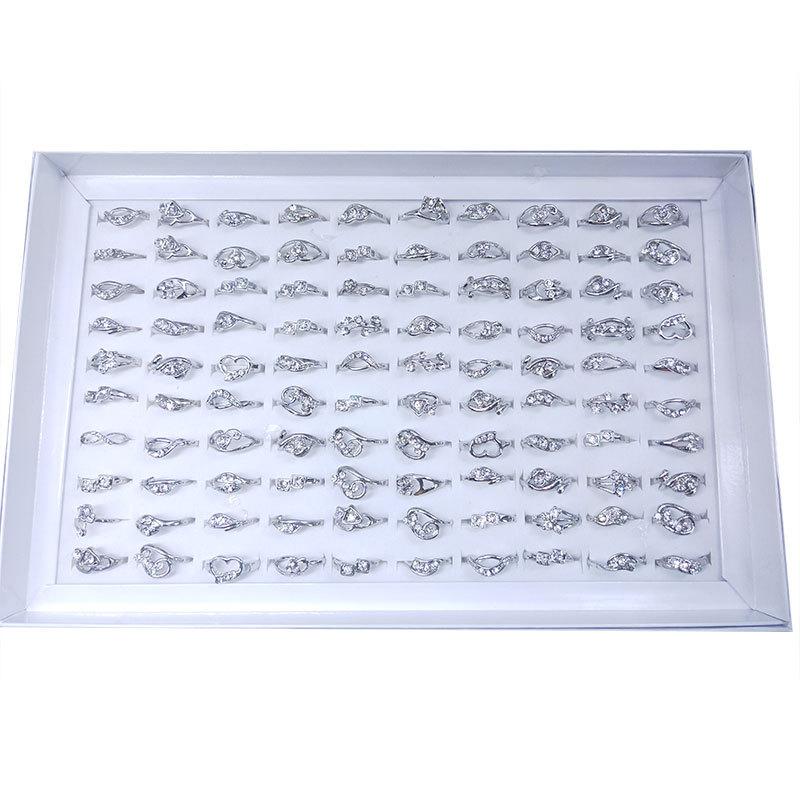 12-teiliger einfacher All-in-One-Blumen-Diamantring für Mädchen, Kristallring