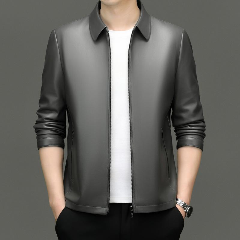 Men's Autumn Leather Jacket Jacket Business Lapel Casual Fashion Leather Jacket Jacket Men