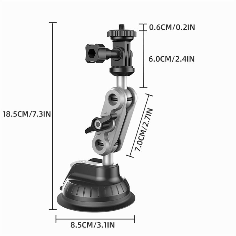 Action Camera Dash Cam Phone Car Mount Car Suction Cup Phone Action Camera Holder 1/4 Inch For Gopro Insta360 Dji Action Camera