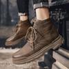 New Martin Boots Fashionable Men's Retro Motorcycle Leather Boots Leather Shoes Big Size 46