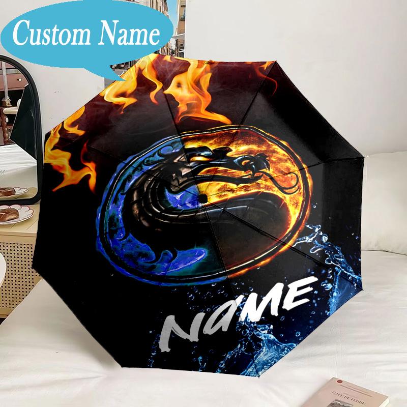 Custom Name Umbrella Dragon's Fiery Kombat Umbrella 8-Frame for Travel, Camping, Casual Lightweight Portable, Essential for Family Gifts