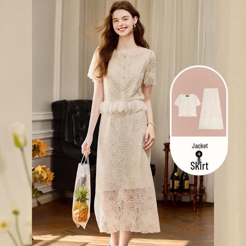 Bailuyu Women s Embroidered Lace Two-Piece Set XL