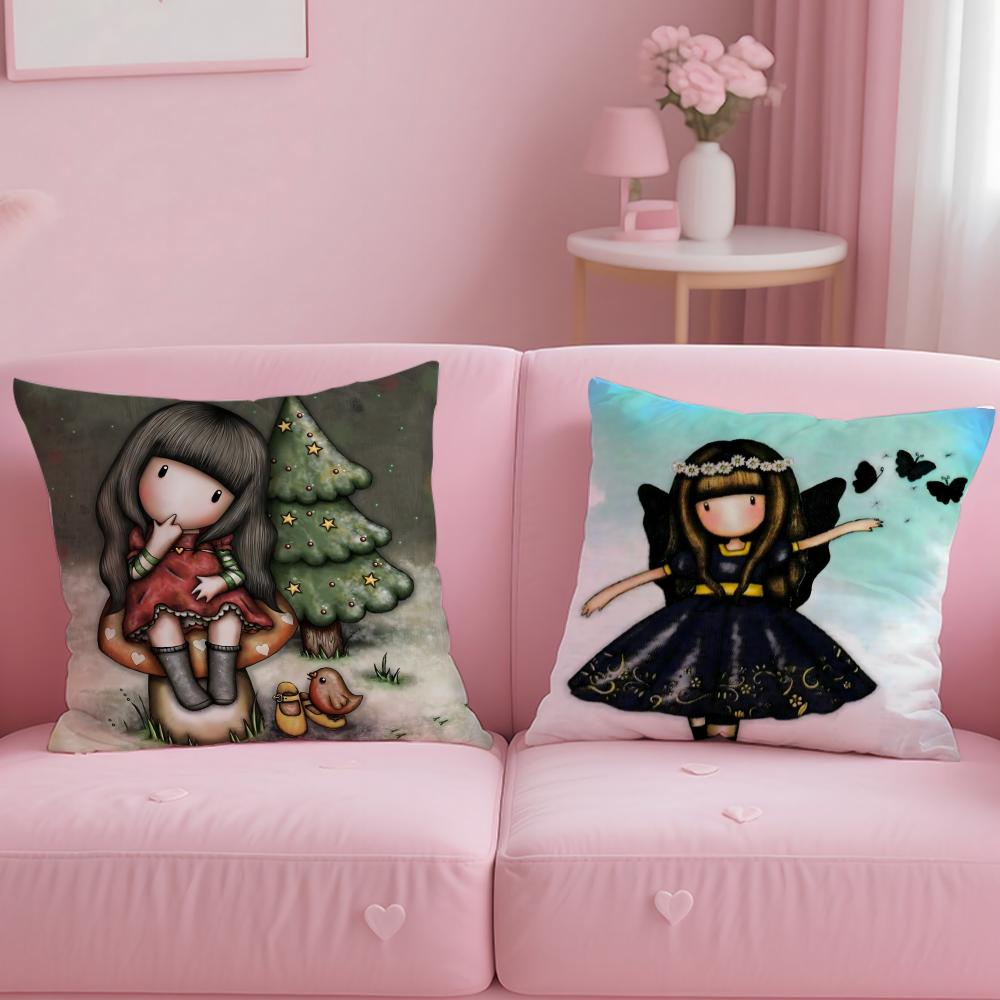 classic cartoon brand Santoro Gorjuss Cushion Cover Soft & Easy-Wash Pillow Case – Versatile for Couch, Bed, Travel and Office