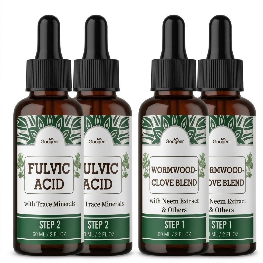 2-Stufen-Darmreinigung & Verdauungsunterstützungs-Kit – Kräuter-Wermut-Tropfen + Fulvosäure & Spurenelemente – 120 ml Gesamt