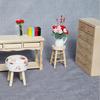 1/12 Dollhouse Miniature Wooden Stool Simulation Chair Furniture Toy Decoration
