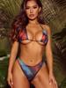 Women's Swimsuit Long Sleeve Tie Dye Three Piece Sexy Halter Neck Bikini Split Suit Beach Wear